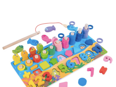 Деревянная развивающая игрушка Океания многофункциональная доска Tree Toys сортер, цифры, рыбалка, фигуры (MD 1926)