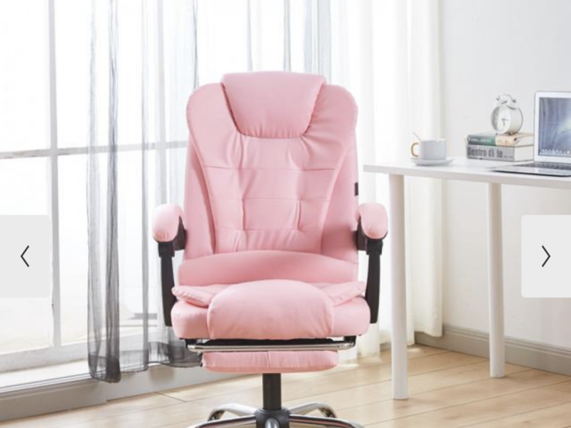 Крісло офісне на колесах Bonro BN-6071 рожеве з підставкою для ніг