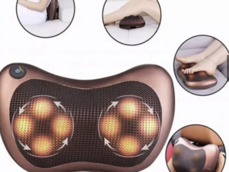 Масажна подушка Massage Pillow з підігрівом 4х головними роликами / Роликовий масажер для шиї та тіла