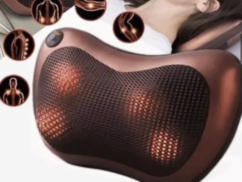Масажна подушка Massage Pillow з підігрівом 4х головними роликами / Роликовий масажер для шиї та тіла