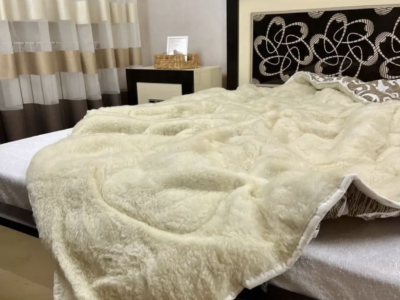 Одеяло овечье с открытым мехом в поликоттоне