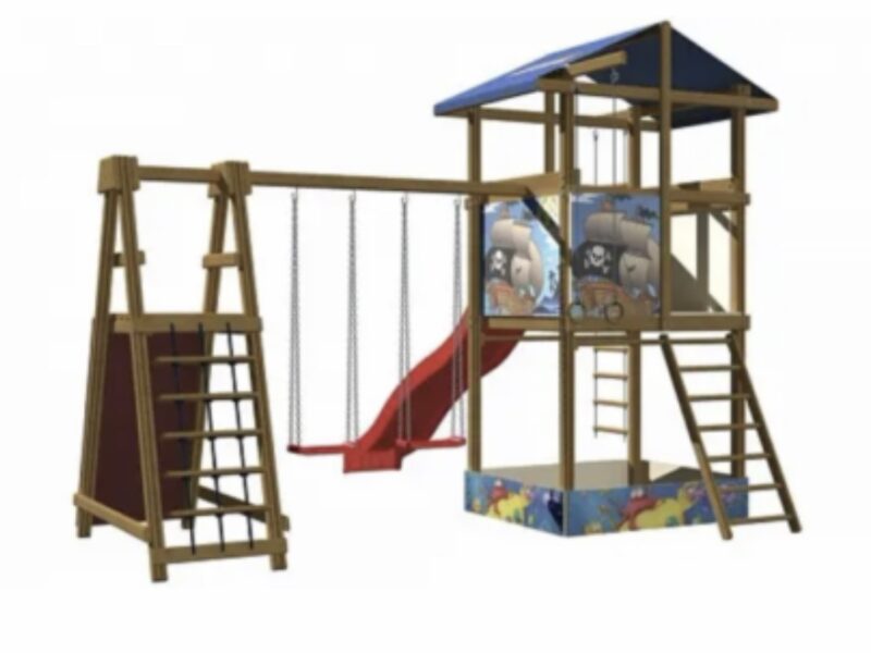 Дитячий майданчик SportBaby-9 з пісочницею, гіркою та гойдалками, Україна. Код: SportBaby-9