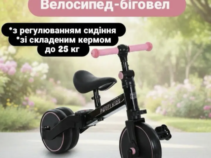 Дитячий велосипед-біговел трансформер 3 в 1 Profi Kids MBB 1008 pink