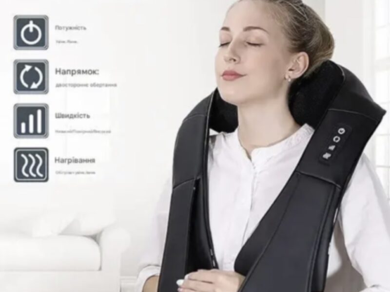 Накидка-масажер iKristin JH-R2 Shiatsu для шиї та спини Black з підігрівом шиац