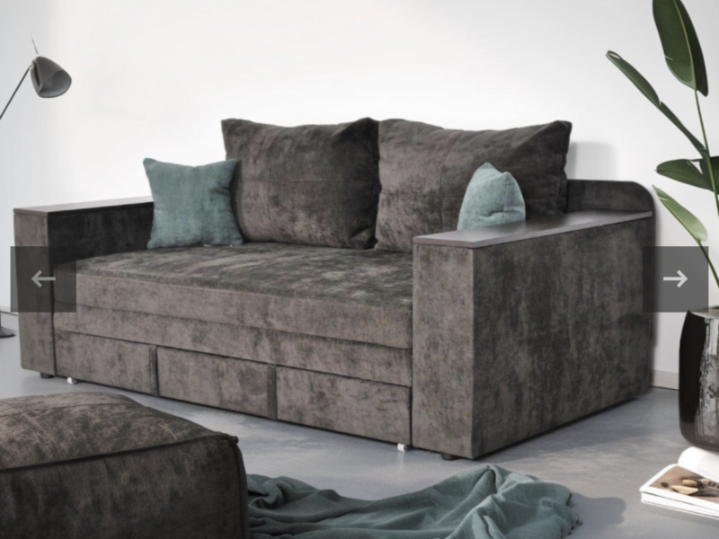 Диван розкладний модель «Бухарест» з нішею у обох підлокітниках, є велике спальне місце