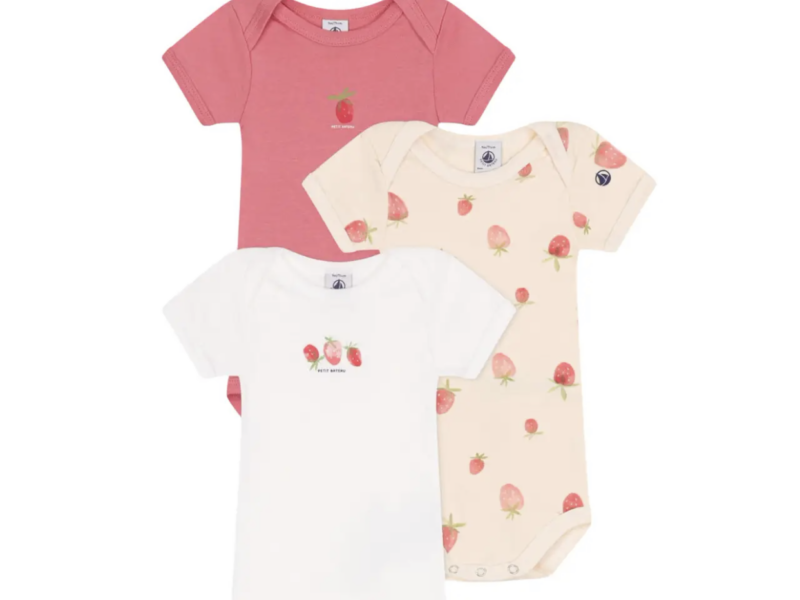 Набір бавовняних боді Petit Bateau з короткими рукавами для дівчаток 3 шт (18м/81 см)