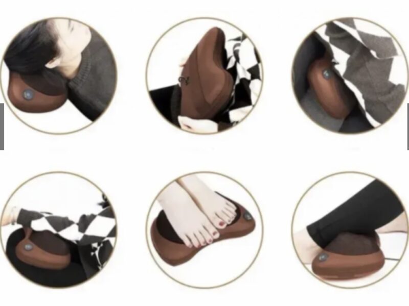 Масажна подушка Massage Pillow з підігрівом 4х головними роликами / Роликовий масажер для шиї та тіла