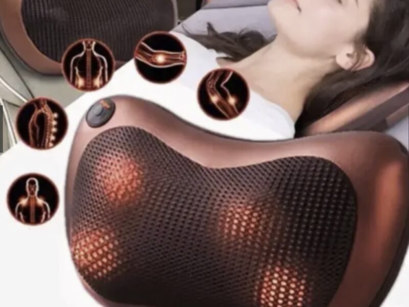Масажна інфрачервона подушка Massage Pillow / 4х головковий Роликовий масажер для шиї та тіла з підігрівом