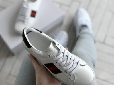 Стильні білі жіночі кросівки Гучи Gucci шкіра брендові якісні кроси Гуччі гучі Код: № 0366