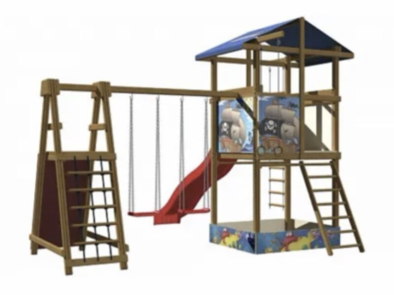 Дитячий майданчик SportBaby-9 з пісочницею, гіркою та гойдалками, Україна. Код: SportBaby-9