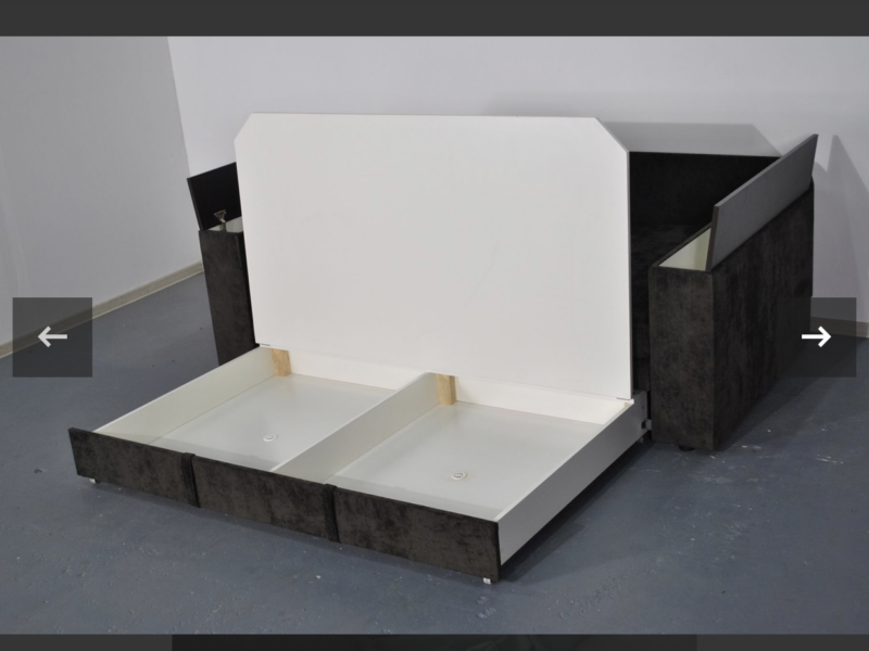 Диван розкладний модель «Бухарест» з нішею у обох підлокітниках, є велике спальне місце