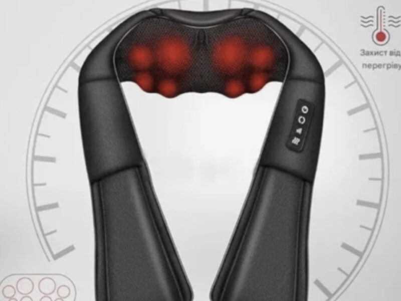 Накидка-масажер iKristin JH-R2 Shiatsu для шиї та спини Black з підігрівом шиац