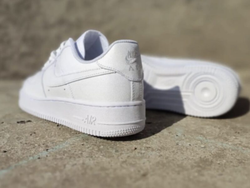 Кроссовки NIKE Air Force БЕЛЫЕ на высокой подошве женские лицензия натуральная кожа