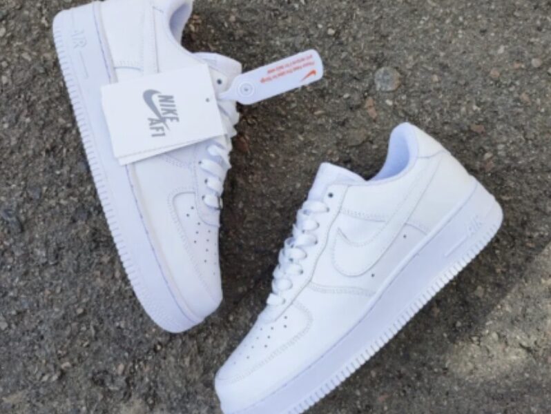 Кроссовки NIKE Air Force БЕЛЫЕ на высокой подошве женские лицензия натуральная кожа