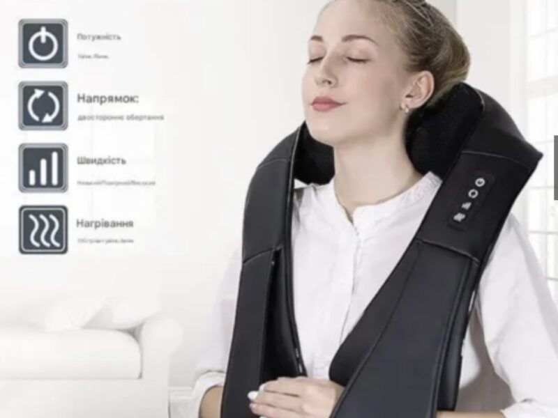 Накидка-масажер iKristin JH-R2 Shiatsu для шиї та спини Black з підігрівом шиац