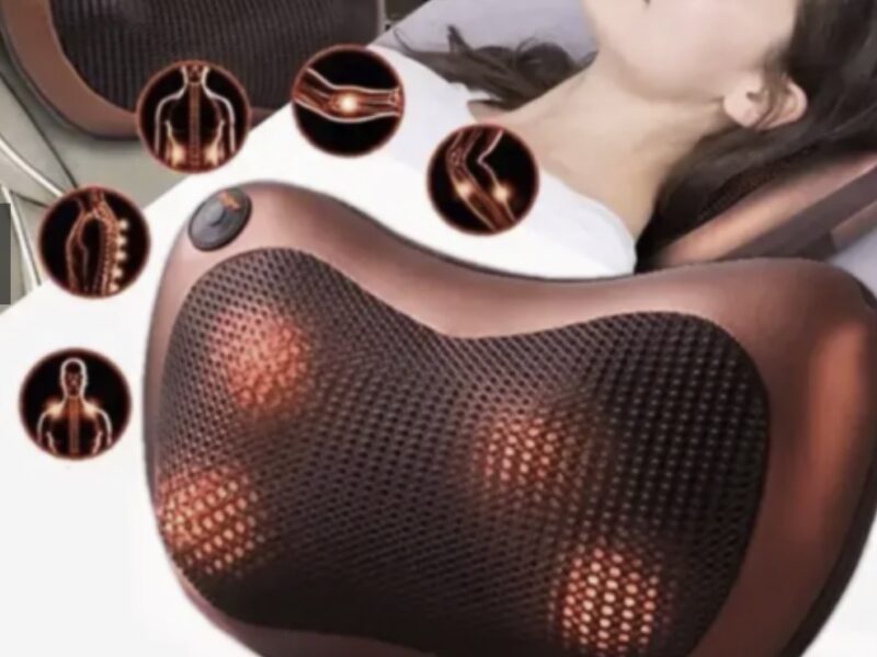 Масажна інфрачервона подушка Massage Pillow / 4х головковий Роликовий масажер для шиї та тіла з підігрівом