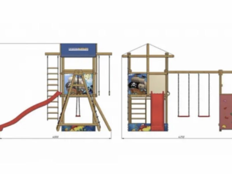 Дитячий майданчик SportBaby-9 з пісочницею, гіркою та гойдалками, Україна. Код: SportBaby-9