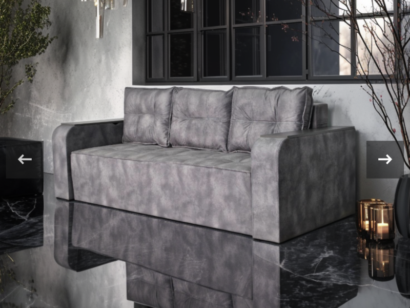 Диван Бухарест розкладний є ніша в підлокітниках та велике спальне місце