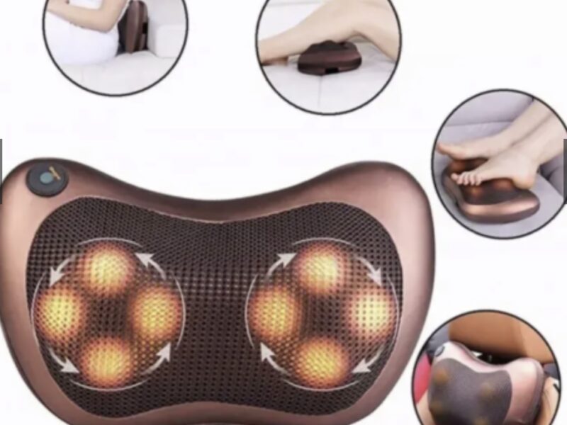 Масажна інфрачервона подушка Massage Pillow / 4х головковий Роликовий масажер для шиї та тіла з підігрівом