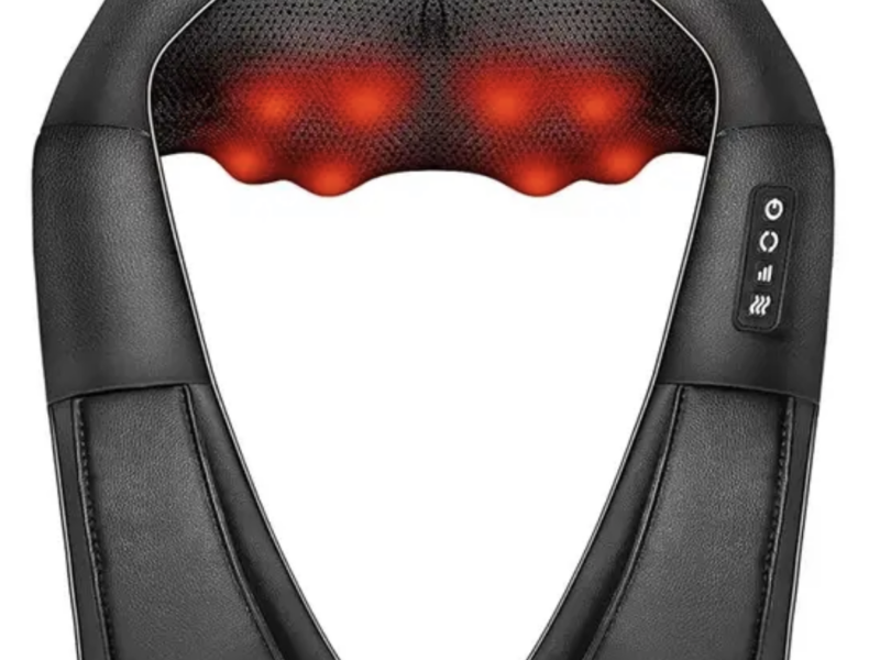 Накидка-масажер iKristin JH-R2 Shiatsu для шиї та спини Black з підігрівом шиац