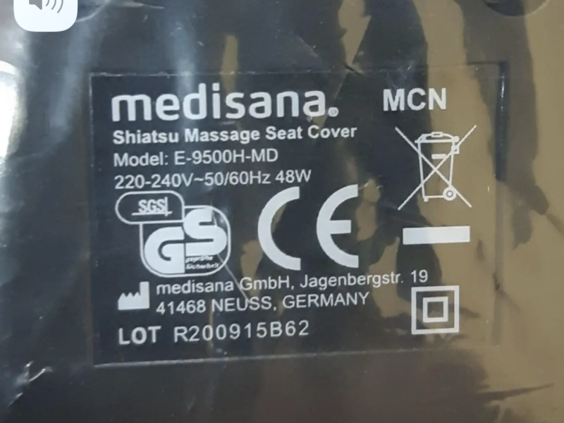 Масажна накидка на сидіння для точкового масажу Medisana MCN