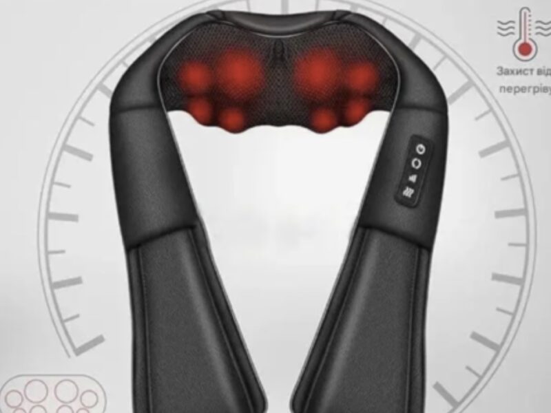 Накидка-масажер iKristin JH-R2 Shiatsu для шиї та спини Black з підігрівом шиац