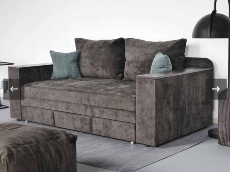 Диван розкладний модель «Бухарест» з нішею у обох підлокітниках, є велике спальне місце