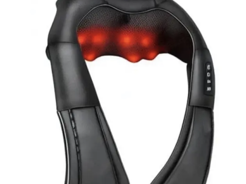 Накидка-масажер iKristin JH-R2 Shiatsu для шиї та спини Black з підігрівом шиац