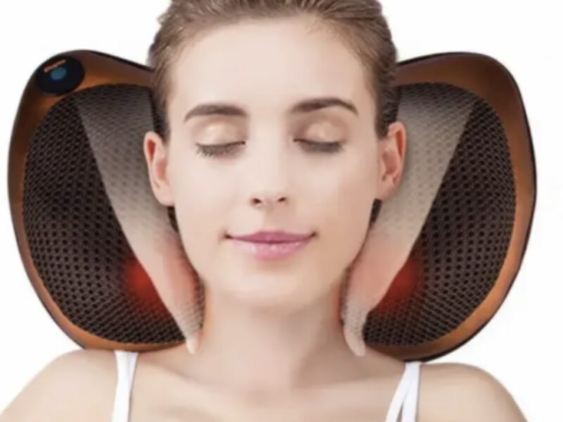 Масажна інфрачервона подушка Massage Pillow / 4х головковий Роликовий масажер для шиї та тіла з підігрівом