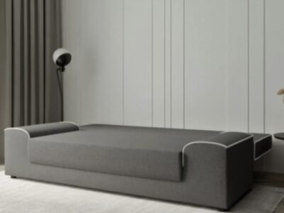 Диван Сереніті (LEON) (200 × 100 см, сірий з кремовим)