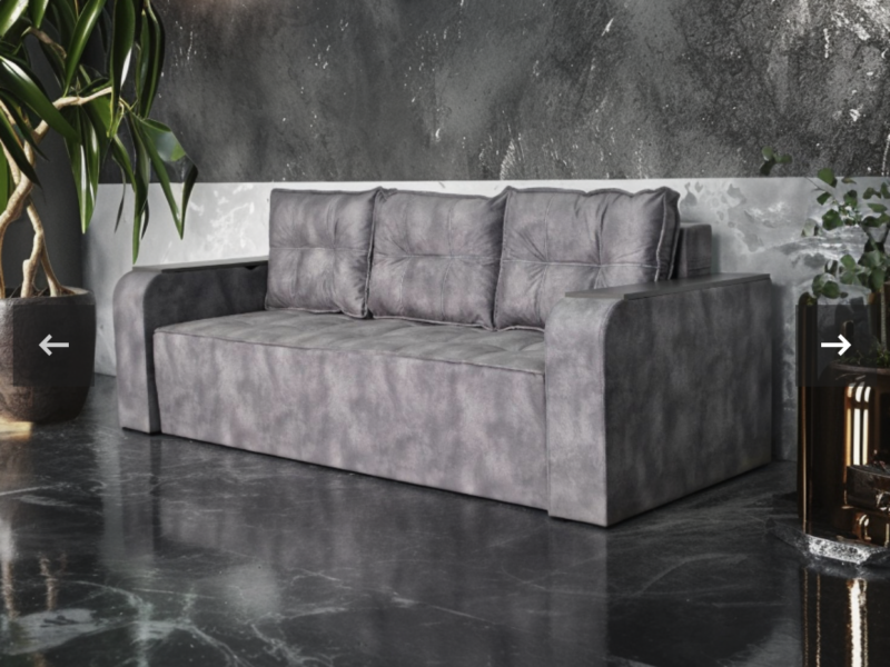 Диван Бухарест розкладний є ніша в підлокітниках та велике спальне місце