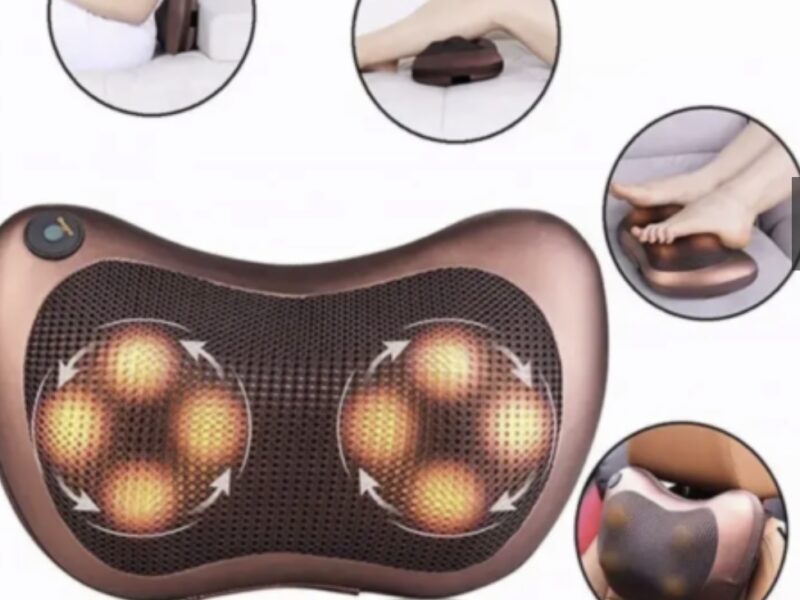 Масажна подушка Massage Pillow з підігрівом 4х головними роликами / Роликовий масажер для шиї та тіла