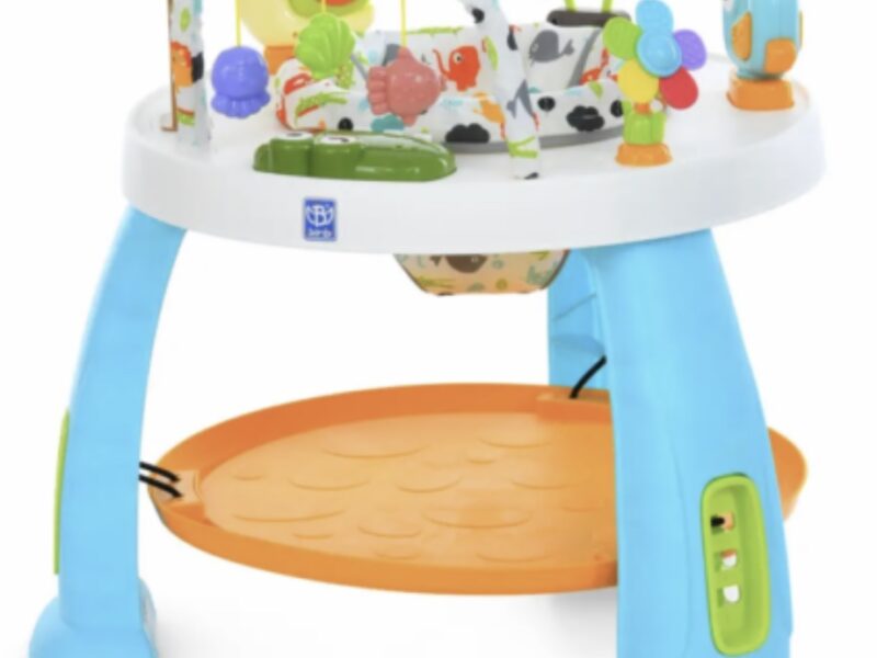 Розвиваючий центр - стрибунець 3в1 зі столиком - конструктором (музика, світло, дуга з іграшками) (M 6243-4) Код: M 6243-4