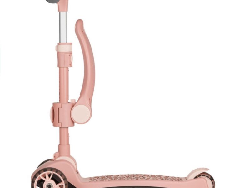 Lionelo Franky детский самокат 2 в 1 со съемным сиденьем, корзиной для мелочей, большие колеса с подсветкой • Pink Rose