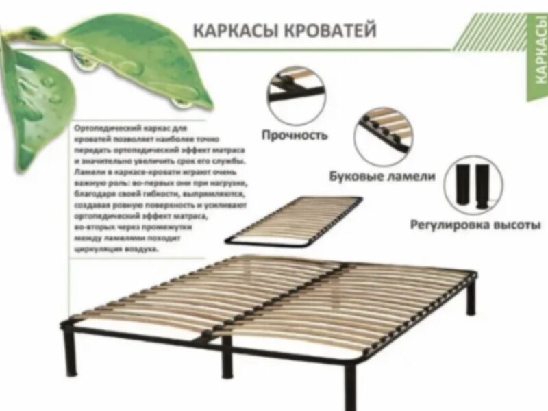 Каркас кровати 200*160см, двуспальный, Ортопедический каркас 160*200см. с ножками 25