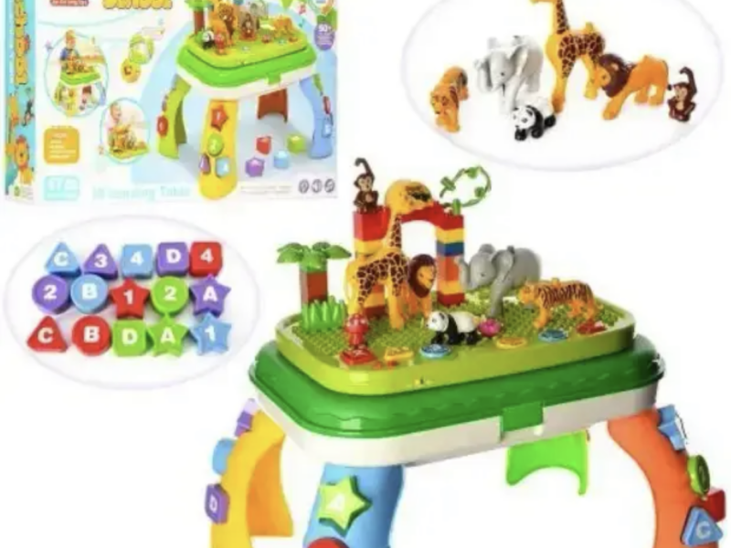 Дитячий ігровий розвивальний музичний столик (з конструктором і сортером, звук, світло) JDLT (5322)