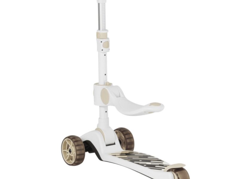 Lionelo Franky детский самокат 2 в 1 со съемным сиденьем, корзиной для мелочей, большие колеса с подсветкой • Beige