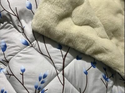 Ковдра-плед двостороння хутряна, бязь, натуральна, з овечої вовни.Євро розмір 200 * 220 см Код: 8333