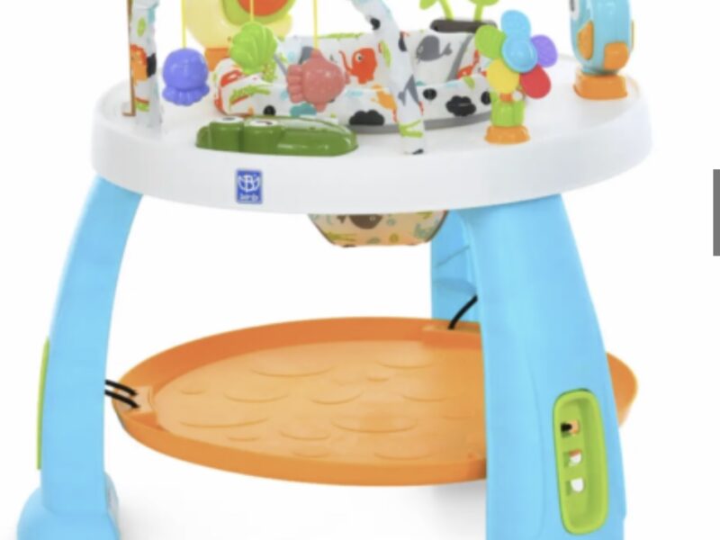 Розвиваючий центр - стрибунець 3в1 зі столиком - конструктором (музика, світло, дуга з іграшками) (M 6243-8) Код: M 6243-8