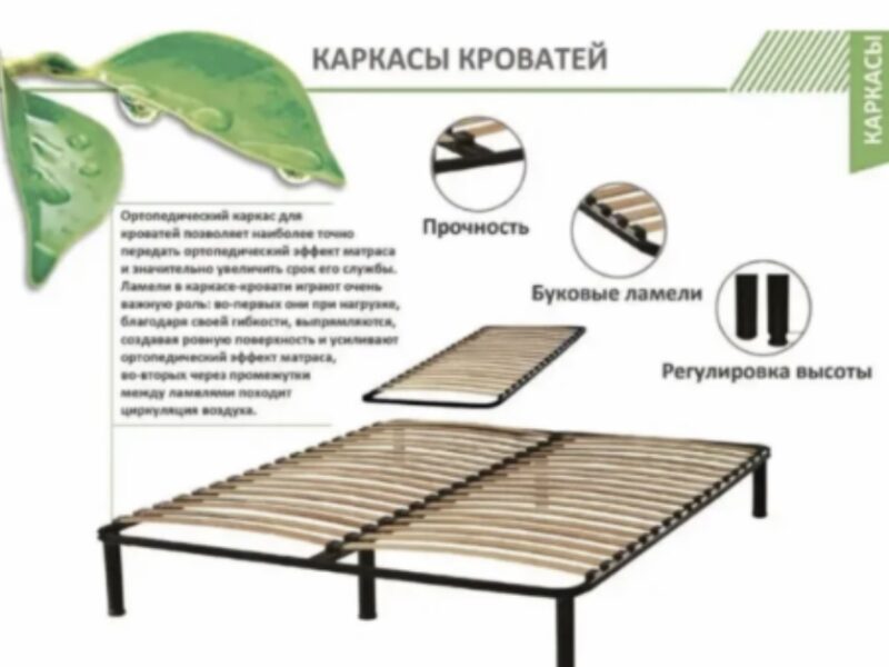 Каркас кровати 200*160см, двуспальный, Ортопедический каркас 160*200см. с ножками 25