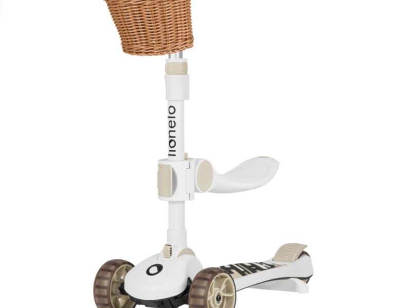 Lionelo Franky детский самокат 2 в 1 со съемным сиденьем, корзиной для мелочей, большие колеса с подсветкой • Beige