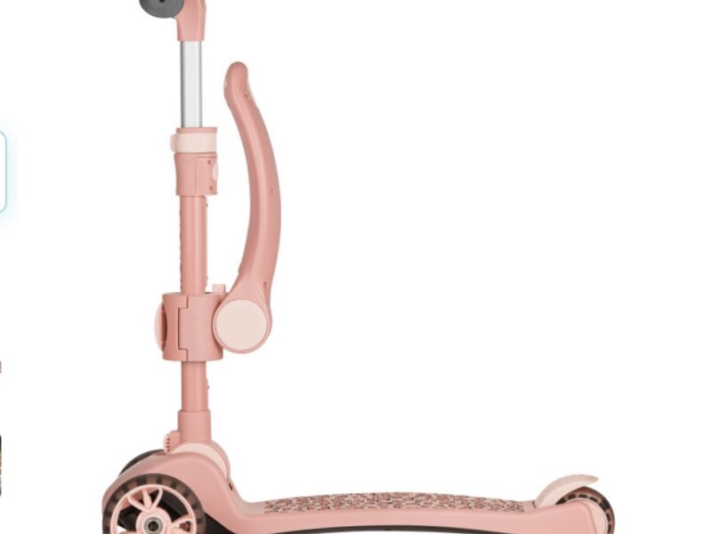 Lionelo Franky детский самокат 2 в 1 со съемным сиденьем, корзиной для мелочей, большие колеса с подсветкой • Pink Rose