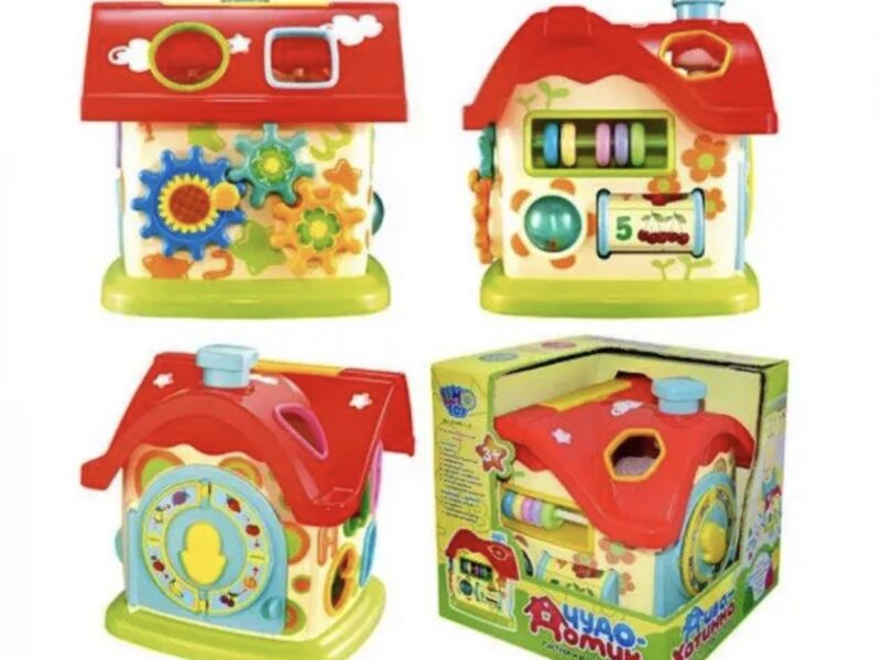 Сортер будиночок Limo Toy M 0001 U/R розвиваючий з цифрами, фігурами, годинником, звуком та тріскачкою Код: M 0001 U/R