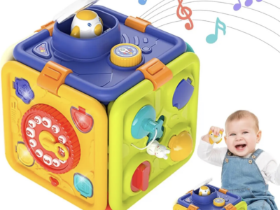 Дитяча розвиваюча іграшка бізікуб для дітей Складний куб бізіборд з підсвіткою та звуками для малюків від 12 місяців
