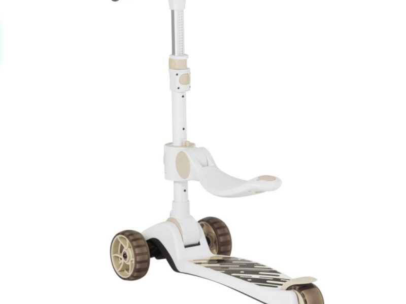 Lionelo Franky детский самокат 2 в 1 со съемным сиденьем, корзиной для мелочей, большие колеса с подсветкой • Beige